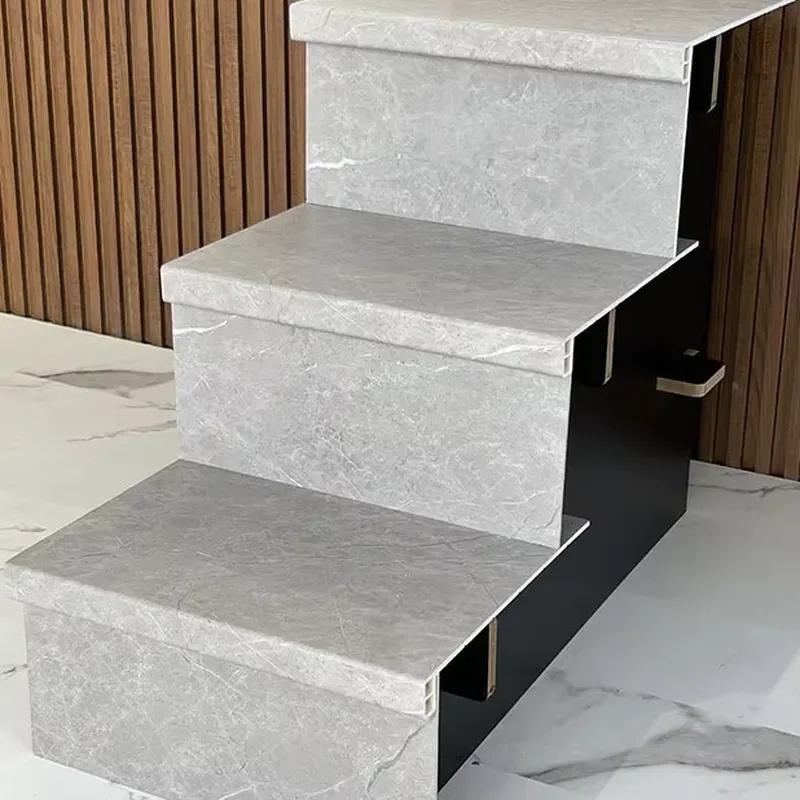 Spc stone plastic lock wear-resistant waterproof SPC stair tread gusset glue-free wood grain stair tread gusset