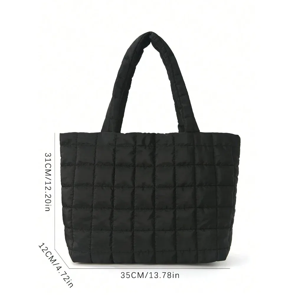 1 Pc Minimalist Quilted Puffy Tote Bag, Large Capacity Crossbody Bag, Trendy Padded Shoulder Bag For Women For Daily Commute image 4