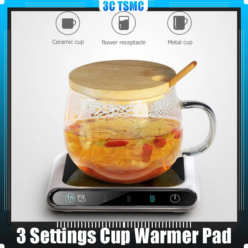 

Cup Warmer Pad Office Milk Tea Water Heating Pad Electric Desktop Heating Coaster Accessory with 3 Adjustable Temperatures