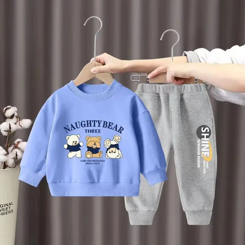 Autumn Baby Boy Clothes Set Kid Cartoon Sweatshirts Pullover Top And Pants 2pcs Suit Children Girls Fashion Sports Tracksuits