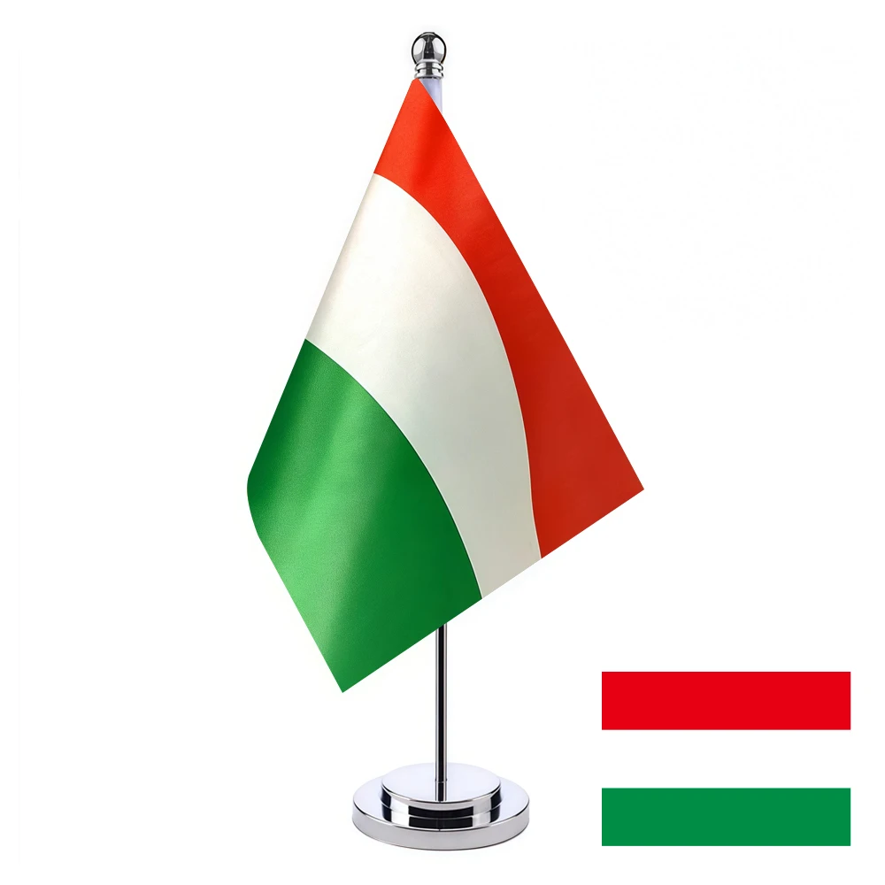 CYPOMELO office desk flag  Hungary flag 14x21cm Hungary desktop small decorative flag (with flagpole)