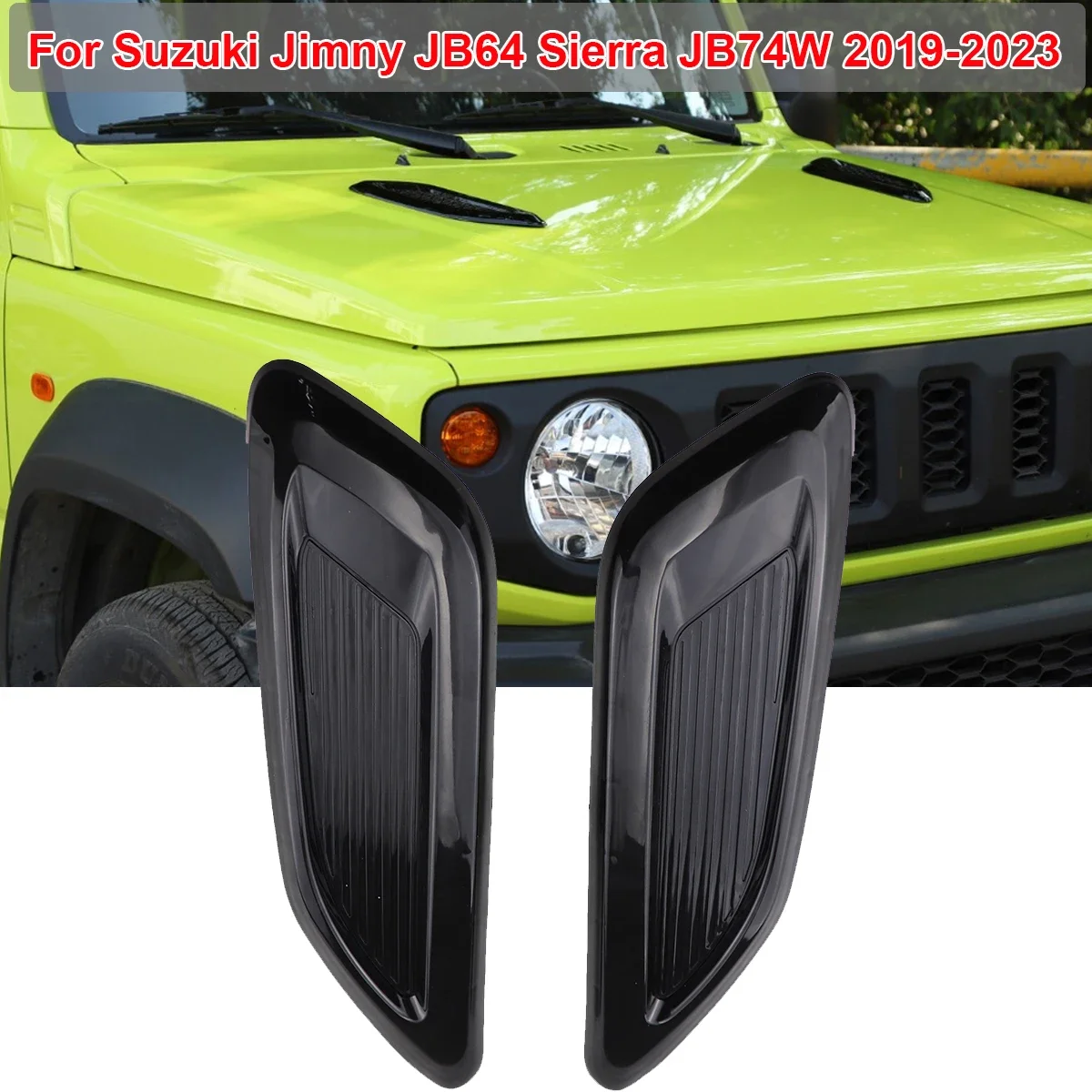 For Suzuki Jimny JB64 Sierra JB74W 2019-2023 Fake Front Hood Vent Slat Air Wing Trim Sticker Decoration Cover Car Accessories