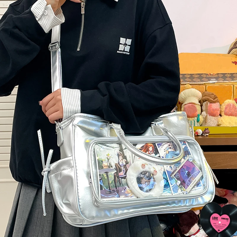 

Richme Y2K Women Ita Bags Fashion 2025 PU Designer Concert DIY Idol Card Backpacks Subculture Large Capacity Dopamine Tote Bag