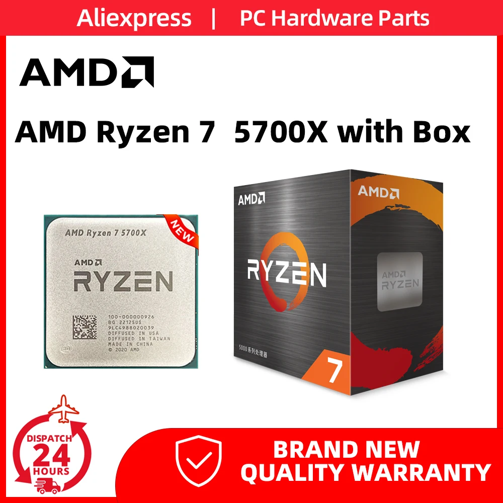 AMD New Ryzen 7 5700X CPU Box Vision 3.4 GHz Eight-Core 16-Thread  65w R7 5700X Am4 Processor For B550M wifi AX Motherboard kit