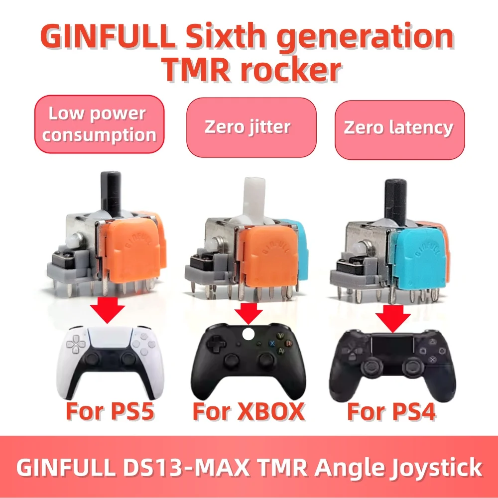 

2/10PCS GINFULL DS13 MAX TMR Electromagnetic Joystick For PS5 Gamepad 2Nd Gen Upgraded Angle Hall Tunnel Magnetic Resistance