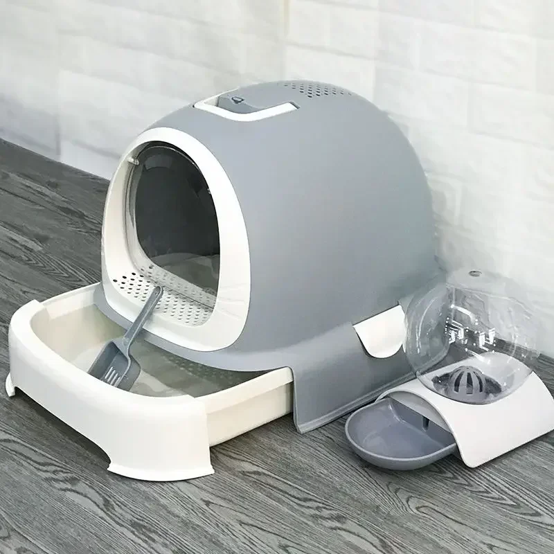 Foldable Fully Enclosed Pet Toilet Splash Odor Proof Multi Color Large Cat Litter Box Litter Tray Cat Bedpans