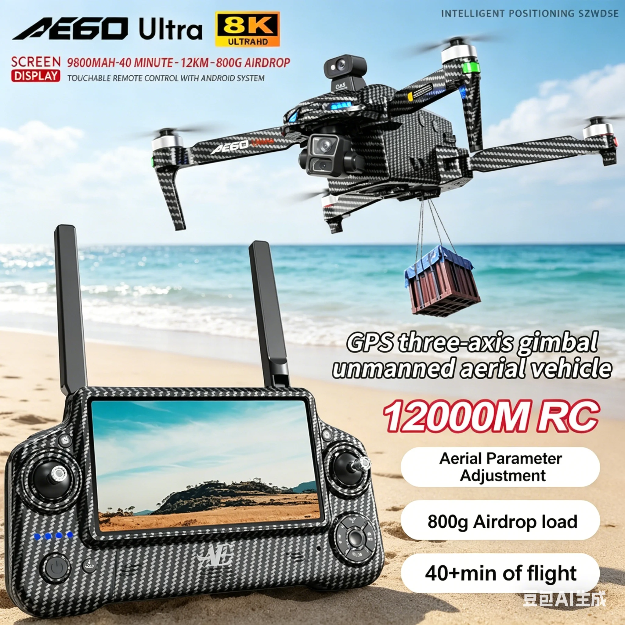 

Новый профессиональный GPS-дрон AE60 с камерой 4K, 3-осевым стабилизатором, FPV, бесщеточным двигателем, сенсорным экраном, пультом ДУ и функцией сброса груза