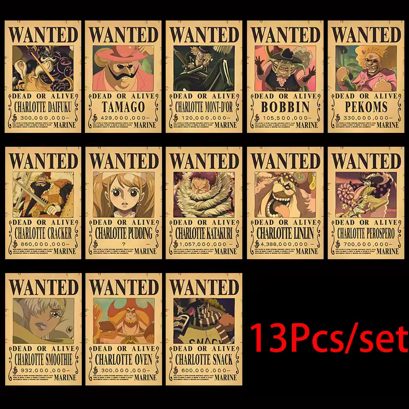 10Pcs Anime One Piece Luffy Wanted Vintage Posters Set for Room Wall Decoration Cartoons Zoro Wanted Painting Stickers Toys Gift - Image 7
