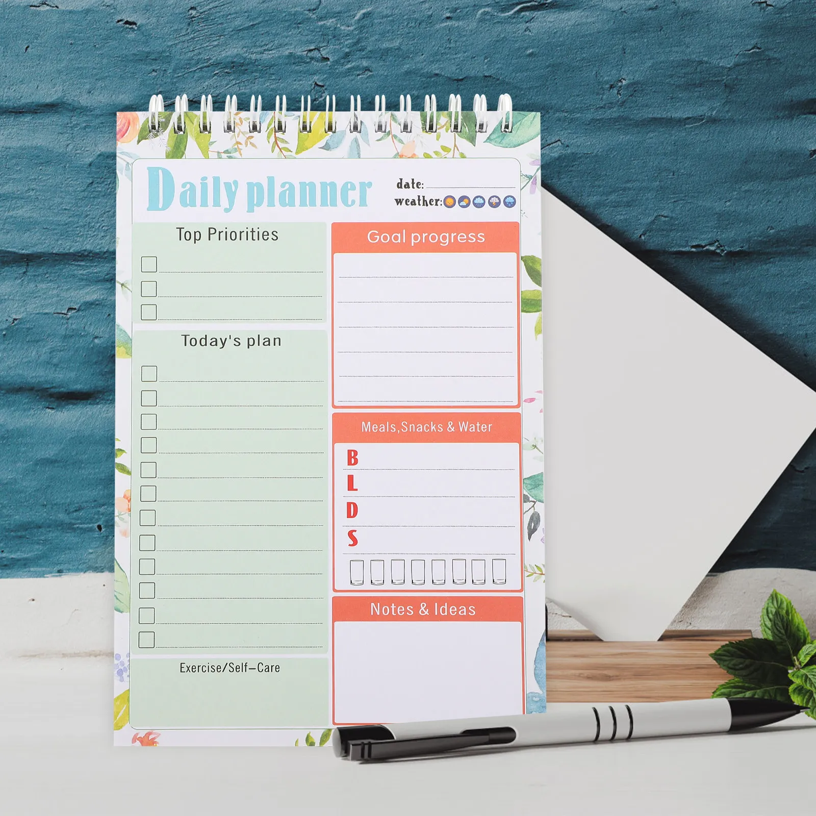Spiral Daily Planner Notepad Thick Paper Undated Planner to Do List Schedule Meal Planning Pad Spiral to Do Notepad