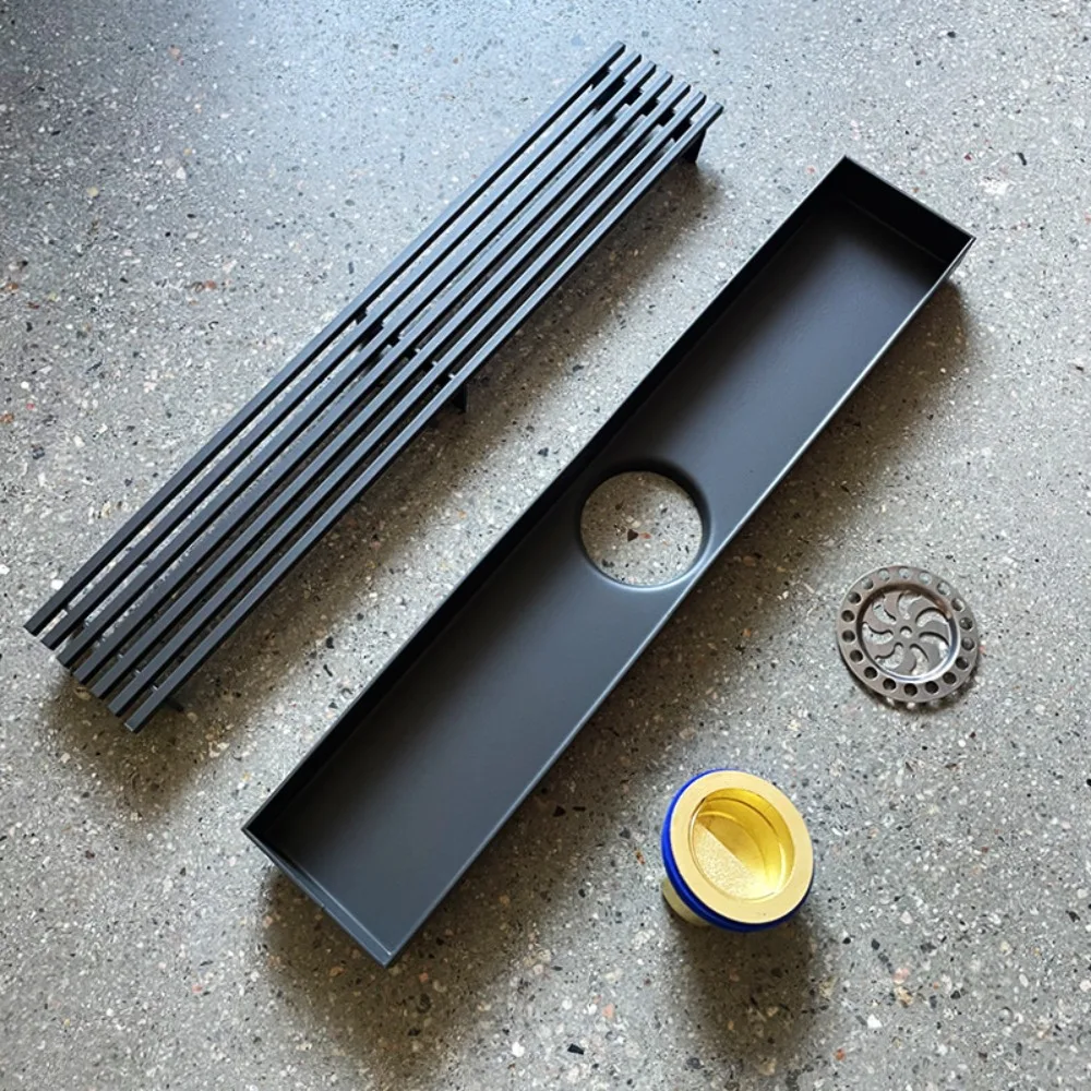 Extremely narrow long floor drain stainless steel bamboo row linear floor drain bathroom bathroom full copper deodorant core