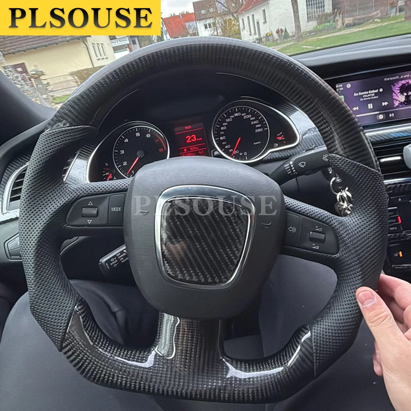 Real Carbon Fiber Steering Wheel For Audi A3 A4 A5 S3 S4 S5 RS5 B8 A6 S6 RS6 C6 RS4 B7 Q5 Q7 A8 S8 D3 2005-2012 Customized