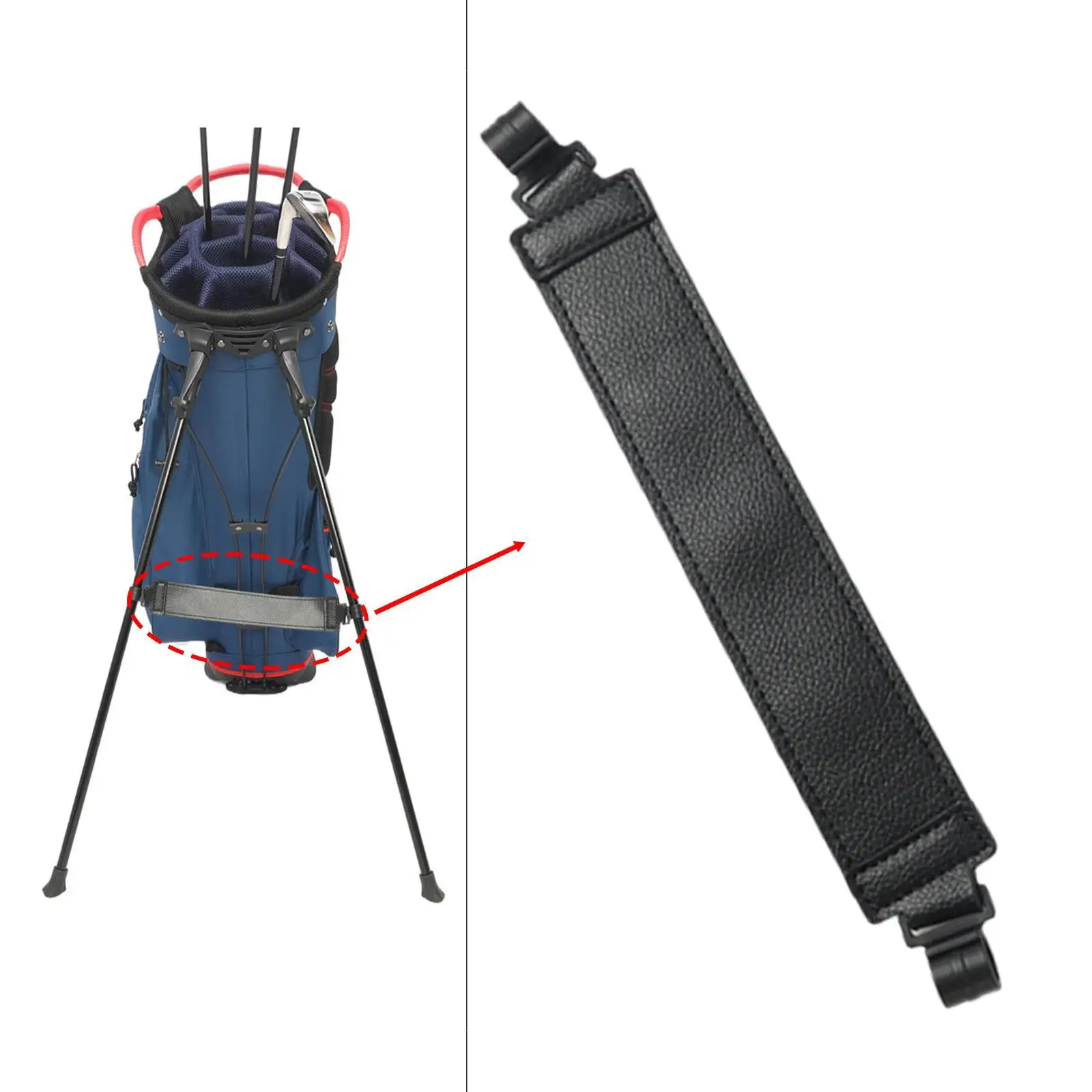 Golf Bag Leg Tether Strap Lightweight Golf Bag Bracket Adjuster (Black)