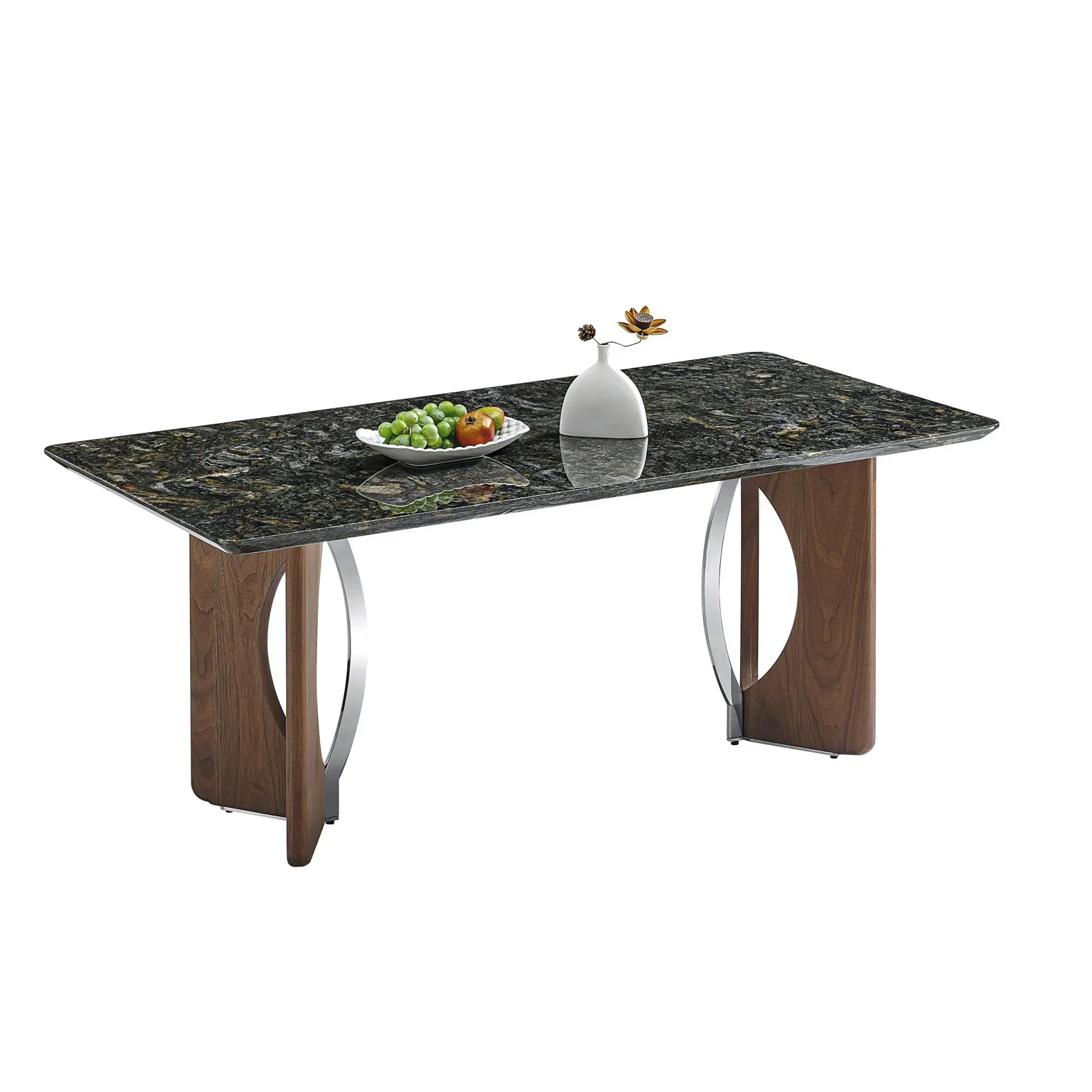 Imported Natural Platinum Diamond Luxury Stone Dining Table Modern Simple High-end Marble Villa Home Rectangular Dining