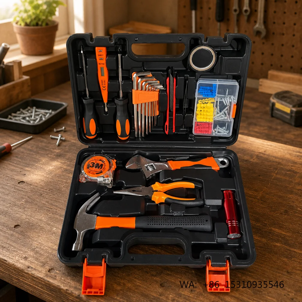 51 Piece Home Tool Set Hand Repair Kit Portable Toolbox Screwdrivers Wrenches Pliers Hardware Case