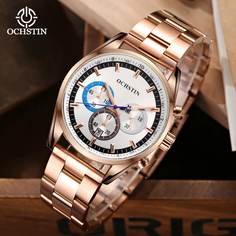 Commander Series Multi-functional Mens Quartz Movement Watch Fine Steel Belt Alloy Material Life Waterproof Quartz Watch