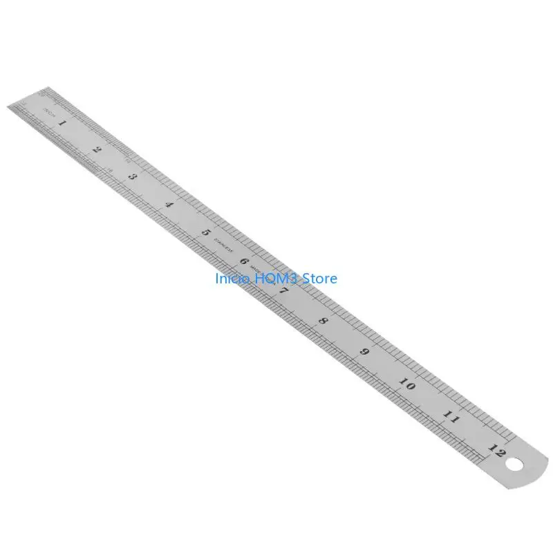 A5YD 30cm 12 "강철 스테인리스 포켓 파우치 메트릭 금속 눈금자 측정 더블면