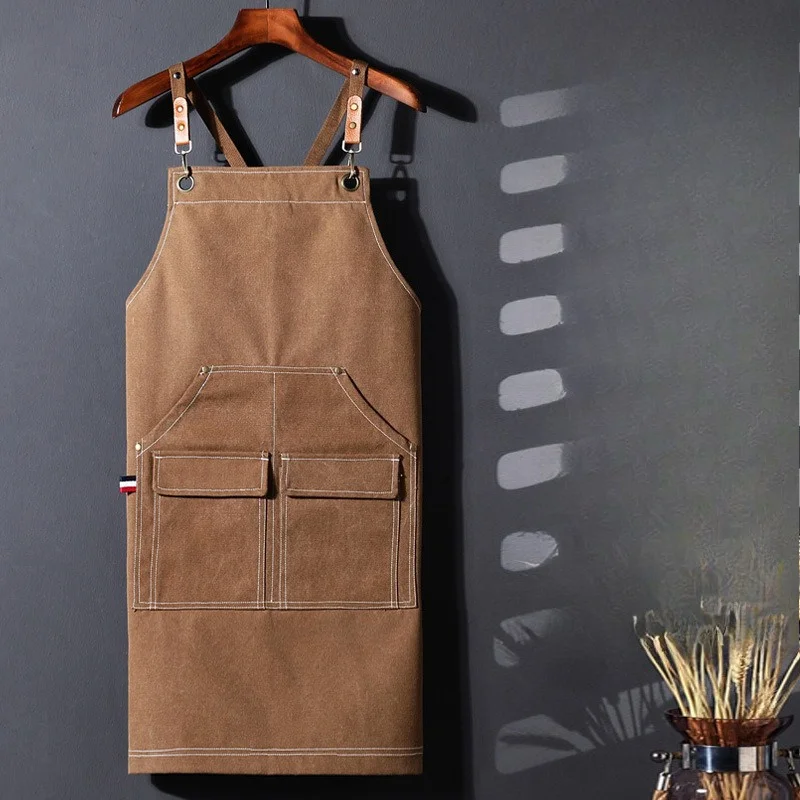 

Утолщенный водонепроницаемый холщовый фартук для бариста, магазин чая с молоком, цветочный бар, комбинезон для бармена, талия