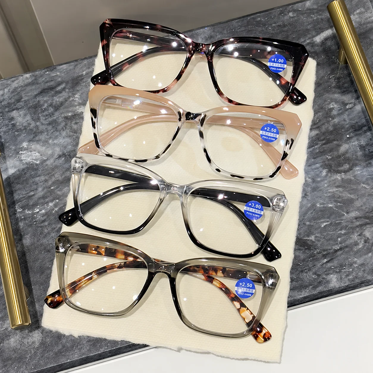  KLASSNUM Anti Blue Light Goggles Cat Eye Reading Glasses Lightweight PC Full Frame Hyperopia Eyewear Presbyopia Eyeglasses