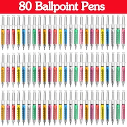 80Pcs Syringe Pens Retractable Fun Novelty Pen for Nurses Medical Ballpoint Pens for Halloween Party Favor