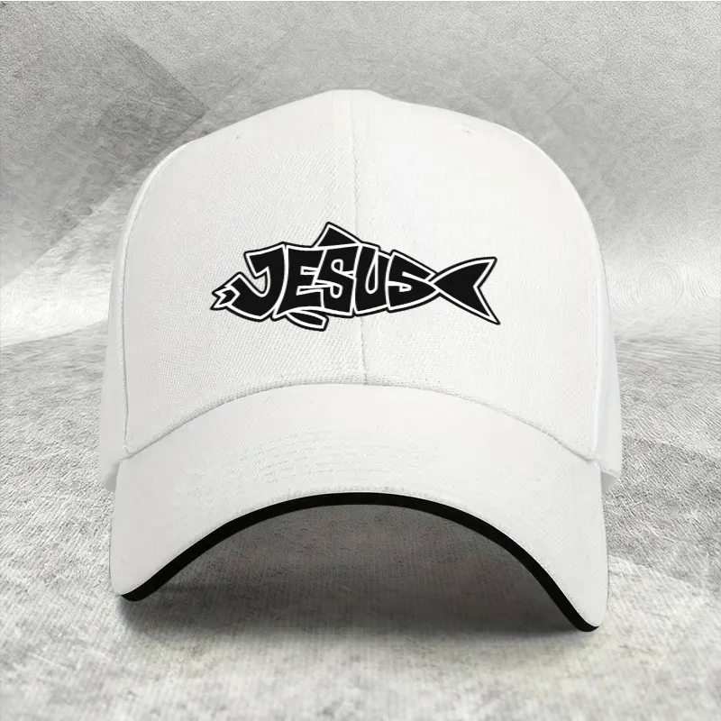 Jesus Fish Christian Graffiti Baseball Cap Polyester Adjustable Street Style Hat for Men Women view 3