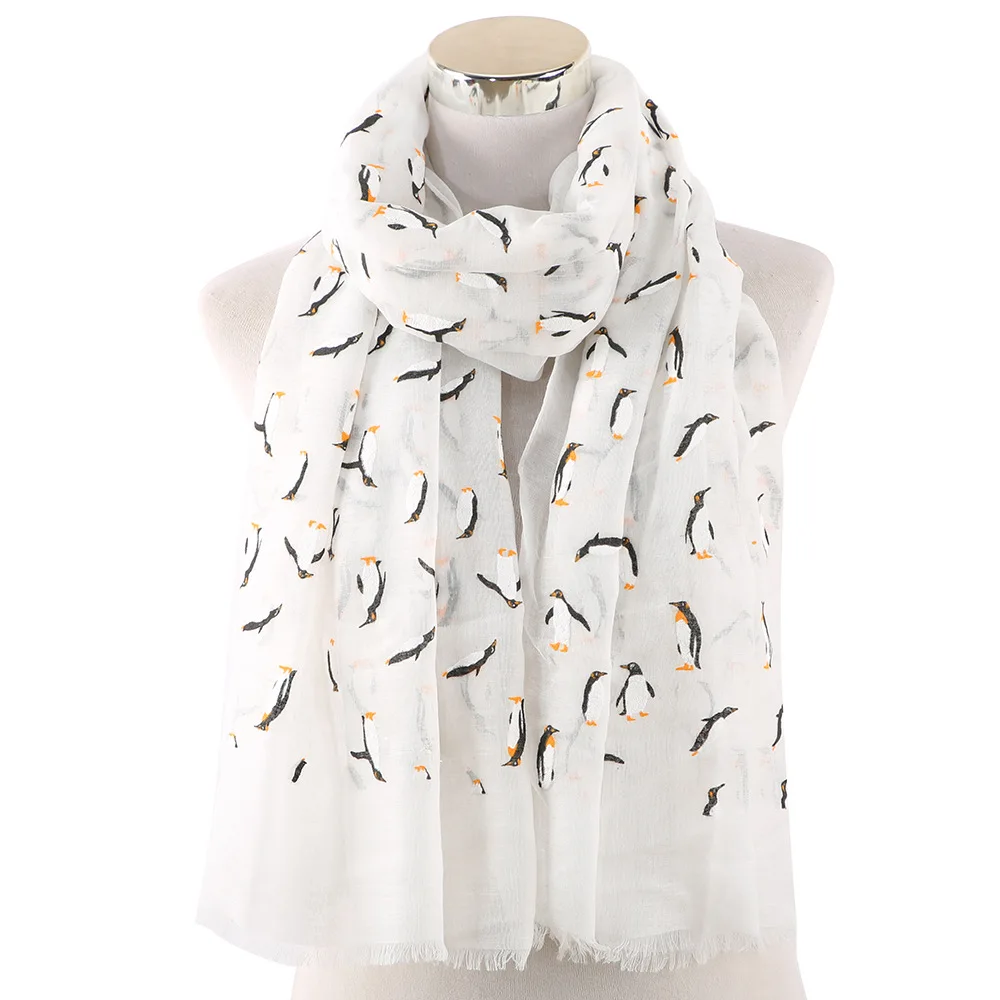 Lovely Penguin Pattern Woman Lady Scarf Cool Summer Thin Shawl Wraps