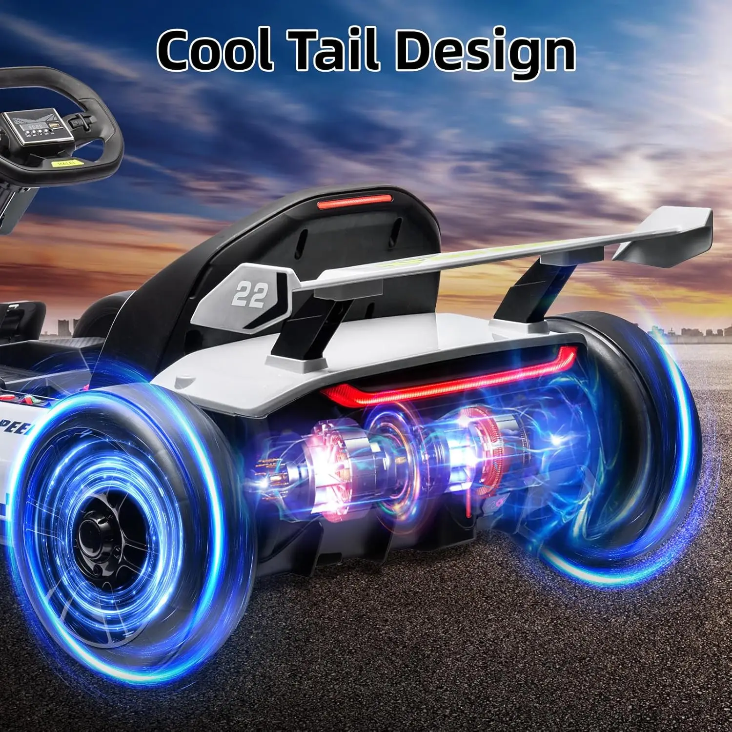 24 فولت للأطفال الكهربائية الذهاب كارت 2 × 150 واط محرك بالطاقة الانجراف كارت مع مقعد قابل للتعديل 8MPH سرعة LED أضواء الأطفال ركوب على لعبة السباق #5