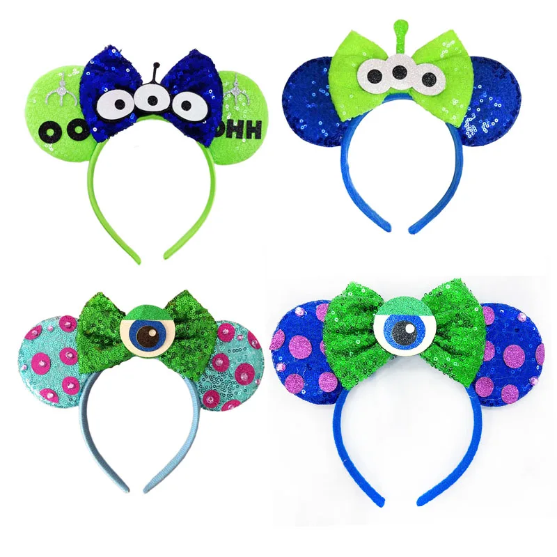 Mickey Mouse Monsters Inc Hair Accessories for Women Pixar Cute Mike Sullivan Ears Head Bands Kids Monsters University Hairband