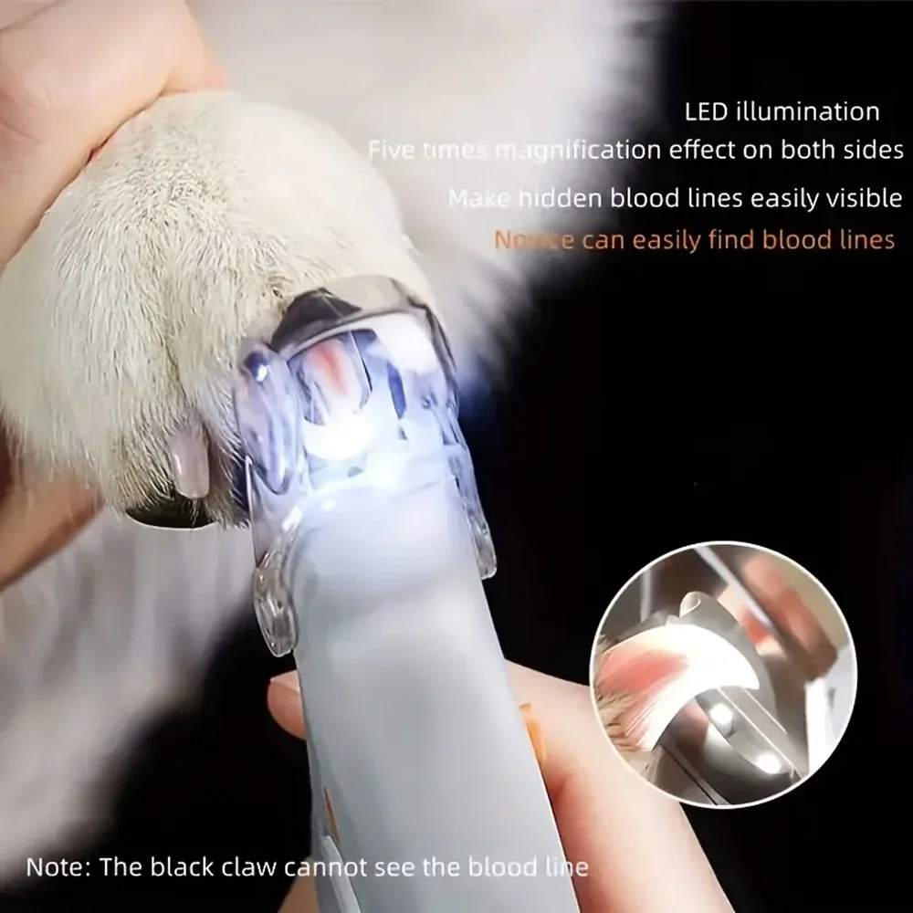 

LED Light Pet Nail Clippers - Great for Trimming Cat and Dog Nails and Claws, 5x Magnification, Can Be Used as Nail Clippers, Qu