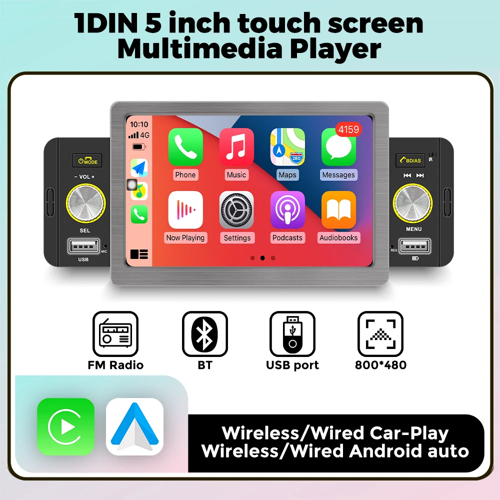 OD-L6/l7 drahtloses/kabel gebundenes Carplay Android Auto 1 Din Auto Multimedia Video Player
