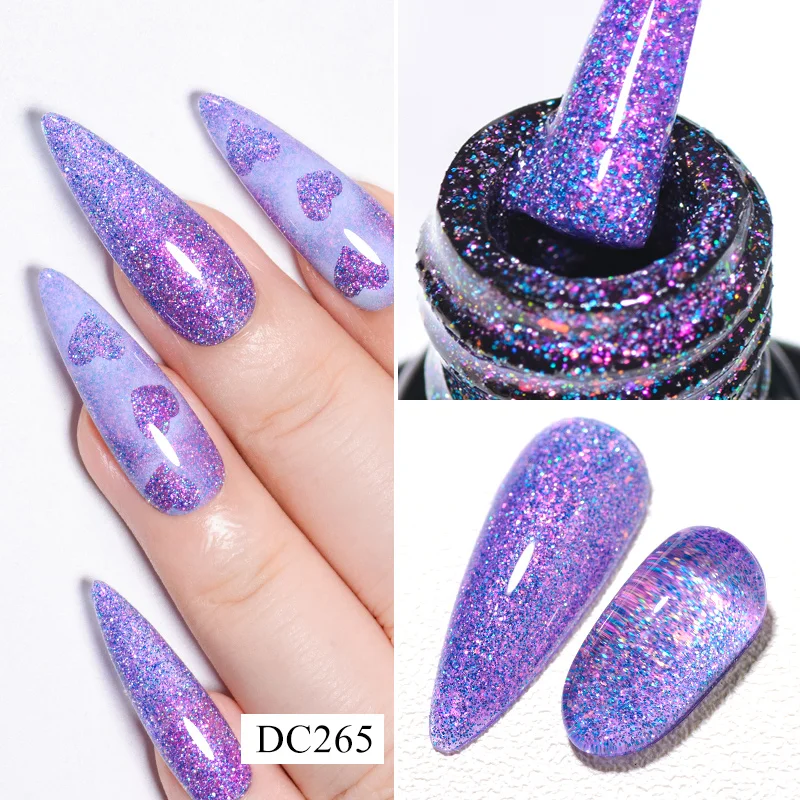 Mtssii 7ml Rainbow  Reflective Glitter Rubber Base Gel Dream Color Gel Nail Polish Nail 2 In 1 Function Varnish Soak Off Nails