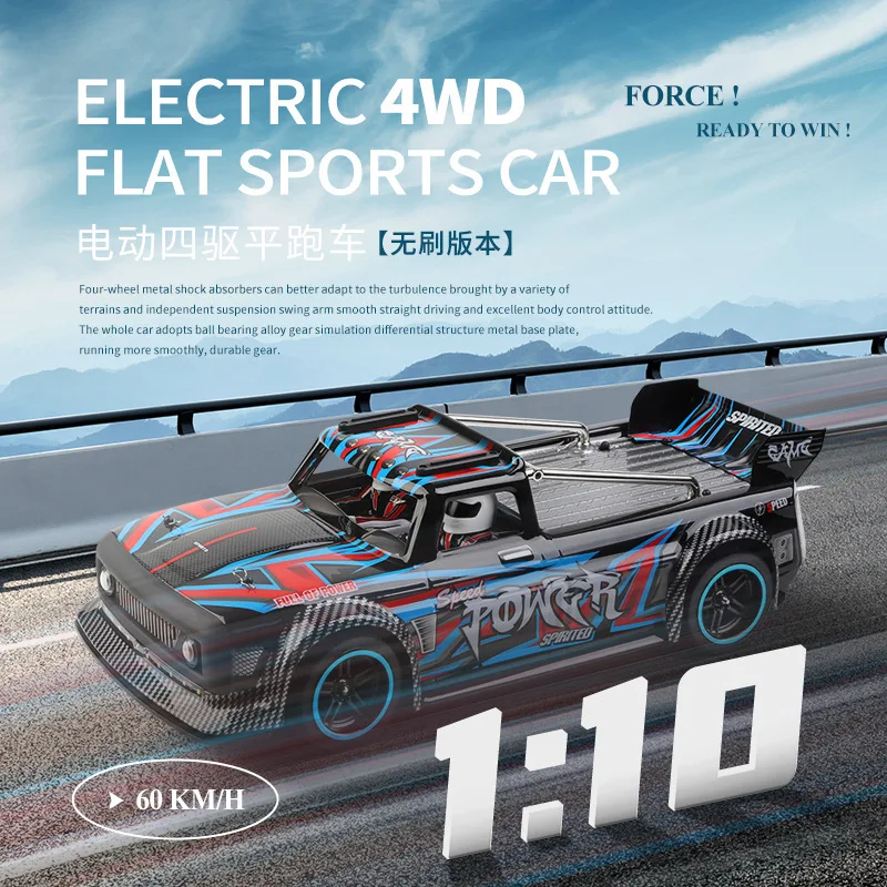 New Wltoys 104072 Remote Control Car 1:10 Electric Rc 4wd Brushless 60km/h Flat Race Car Drift High Speed Toys Christmas Gift