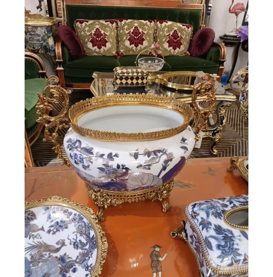 French antique handmade porcelain desktop tray home decoration, storage fruit tray home decoration accessories