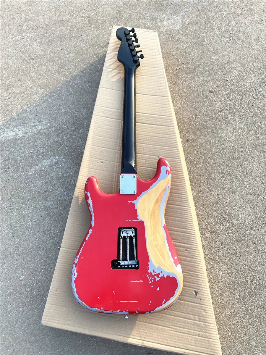 Custom version red made old double shake electric guitar single double pickup black guard plate free shipping