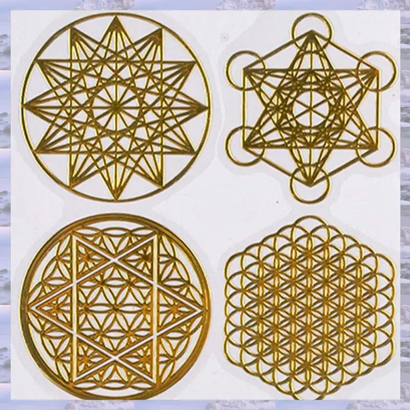 

T85C-160Pcs/Set Metal Energy Decor Sticker Flower Of Life Children's Day Gifts 7 Chakra Copper Energy Tower Orgonite Stickers