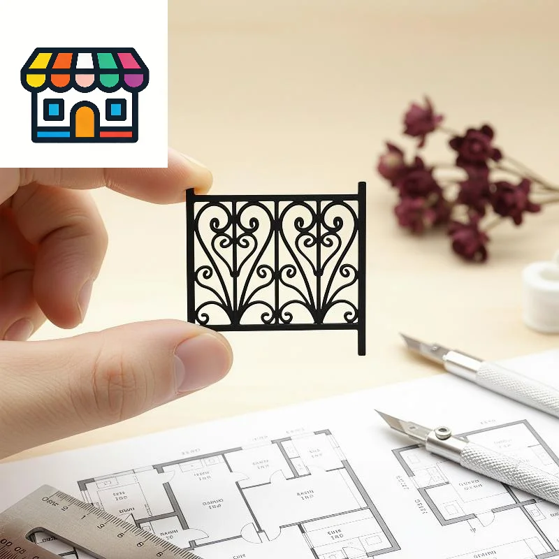 Dollhouse Carved Guardrail Fence Exquisite Miniature Model DIY Ornament for Villa Doll House Yard Decoration