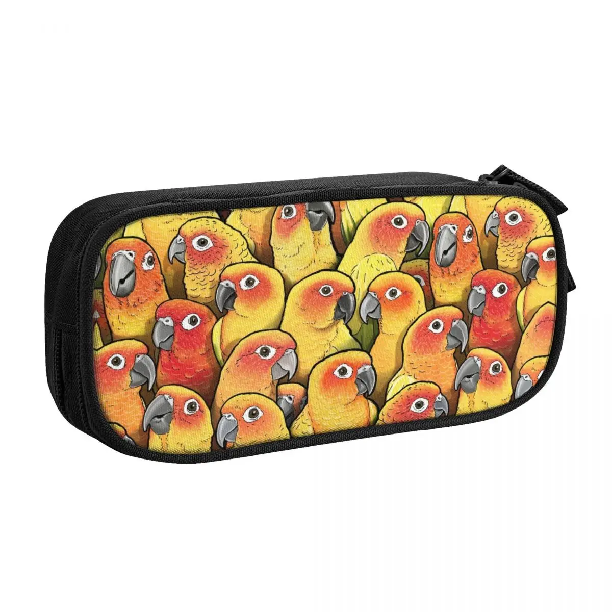 Customized Sun Conures Squad Pencil Case for Boy Girl Large Capacity Parrot Birds Pen Bag Box Stationery