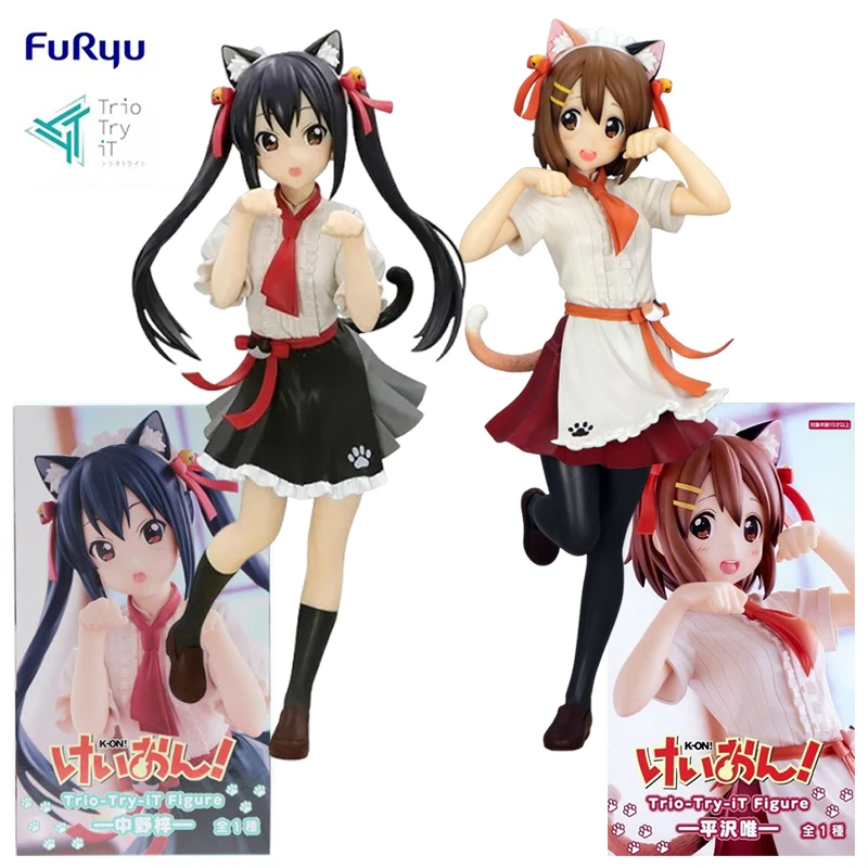 In Stock FuRyu Trio-Try-iT K-ON! Hirasawa Yui Nakano Azus ~Cat Ear Ver.~ PVC 22/21CM Anime Action Figures Model Collection Toy