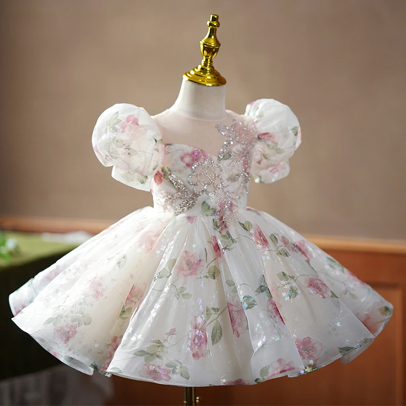 Children Eid Holidays Luxury Birthday Party Dresses for Toddler Flower Girls Wedding Evening Ball Gown Formal Kids Pageant Dress