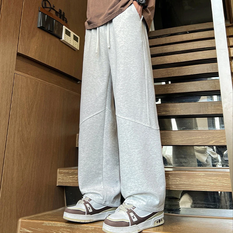 Sportswear Loose Cotton Sweatpants 2026 Spring Autumn Men's Solid Color Causal Pants Outdoor Drawstring Waist Straight Joggers