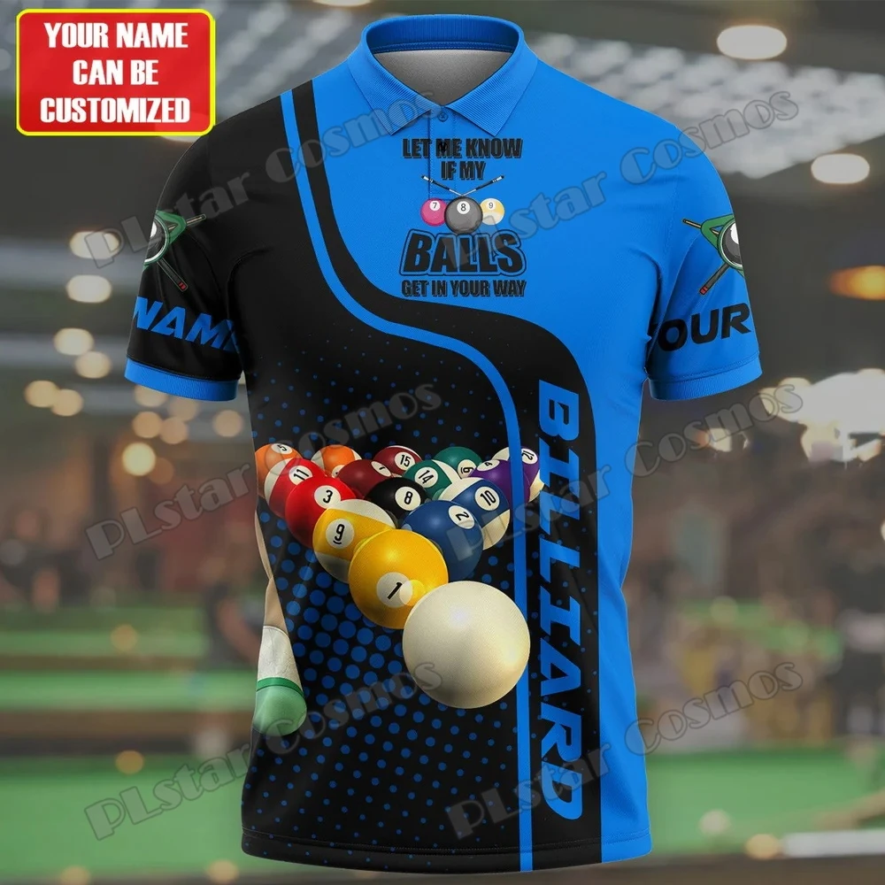 Customized Name Billiard Player 3D Printed Mens Polo Shirt Summer Street short sleeve shirt Gift for Billiard Lover WK43
