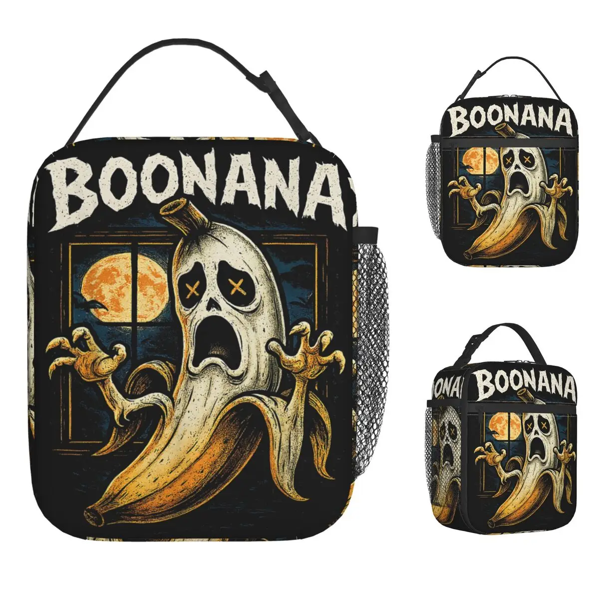 Boonana Cute Ghost Banana Halloween Costume (2) Lunch Bag For Men Print Lunch Box Fashion Office Cooler Bag Thermal Lunch Bags