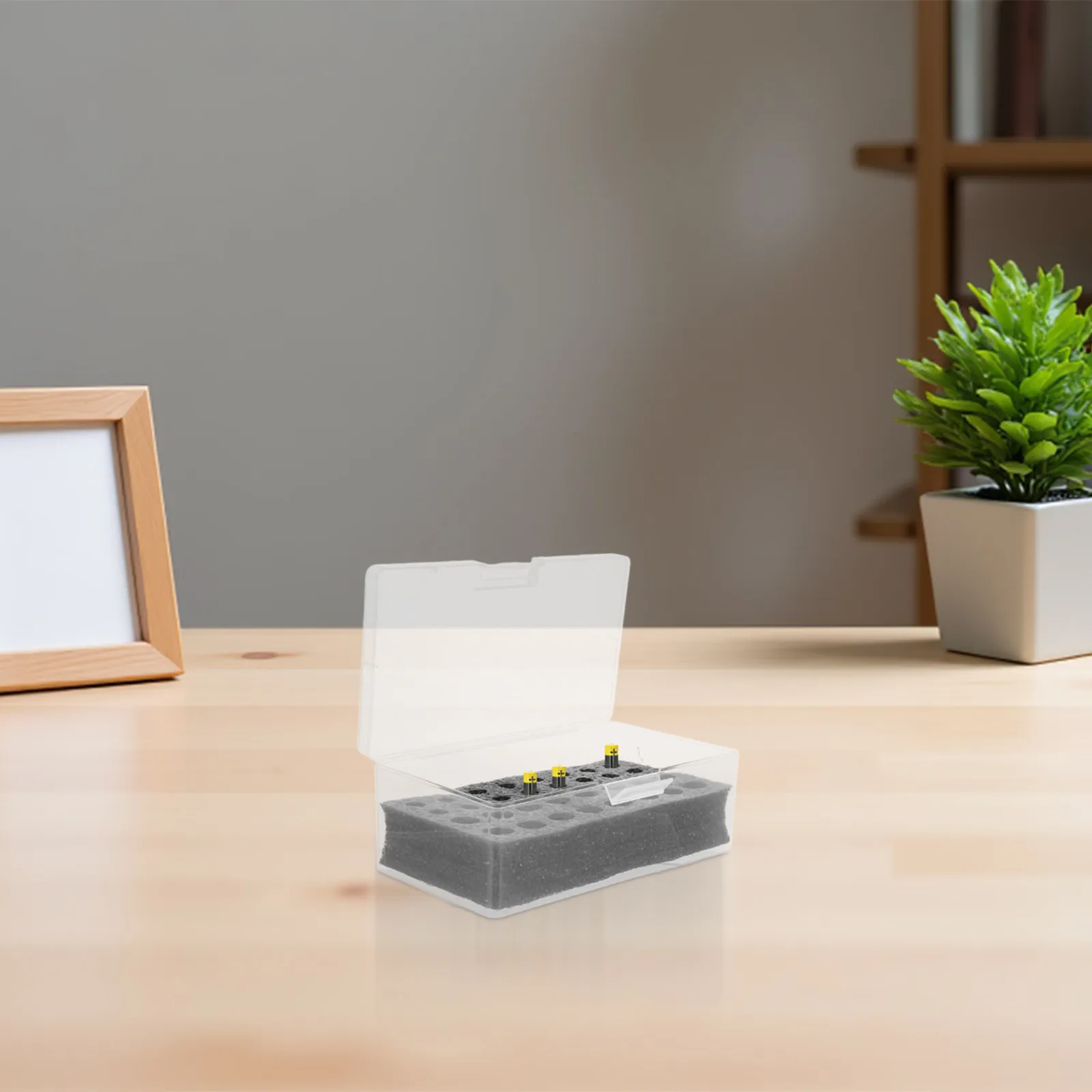 Battery Organizer Storage Box Dustproof Battery Holder Case for 16 Aa 16 Aaa Batteries Compact Foam Insert Plastic Storage