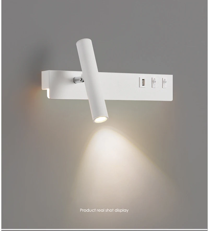Bedside Reading Wall Lamp Nordic Modern LED Wall Light With Switch USB Indoor Lighting Room Decor For Bedroom Living Room Sconce