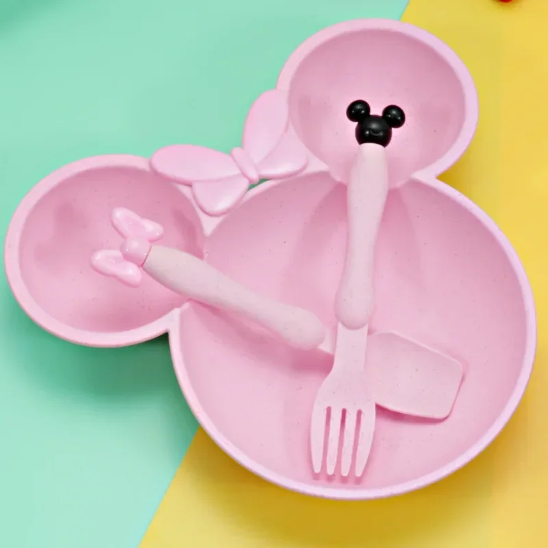 Children Tableware Bowl Spoon Fork Three-piece Cartoon Anime Kindergarten Baby Dinner Plate Tableware