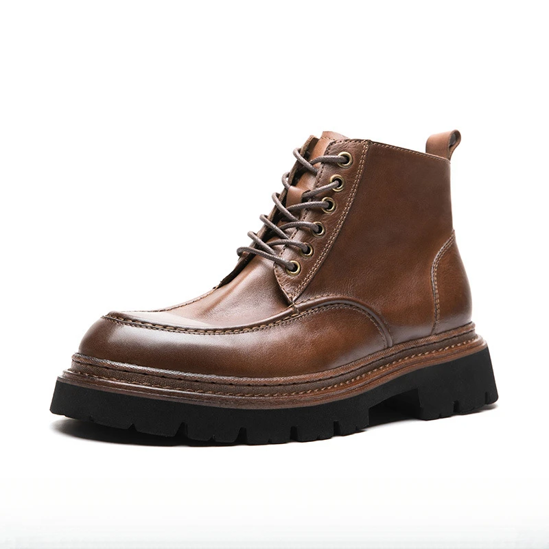 

Мужские роскошные черные ботинки из натуральной кожи, винтажные непромокаемые высокие уличные черные туфли до щиколотки для мальчиков, мужские ковбойские туфли