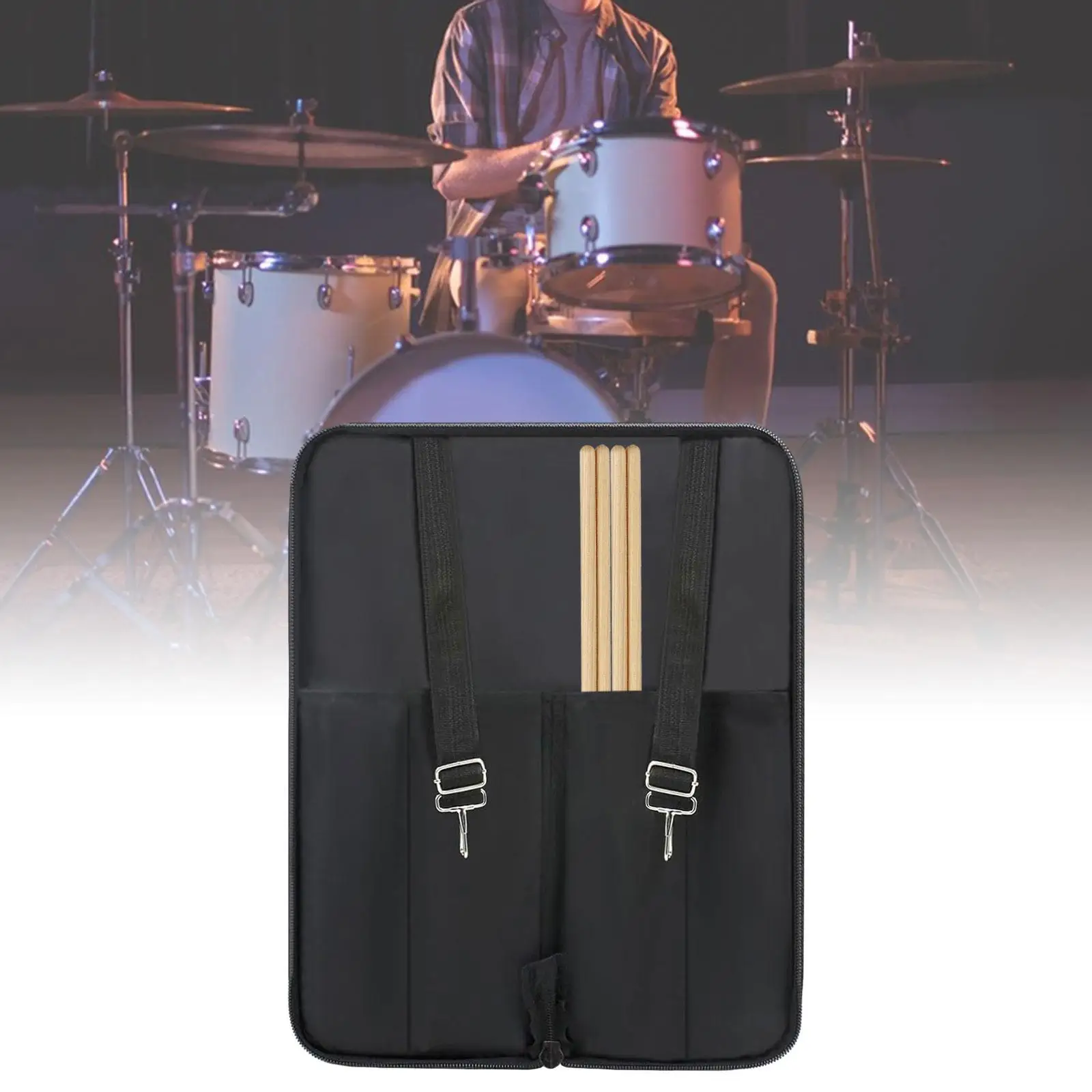 Drum Sticks Bag Oxford Cloth Adjustable Strap Pouch Drumstick Storage Case Drum Mallet Bag for Concert Drummer Gift for Drummers