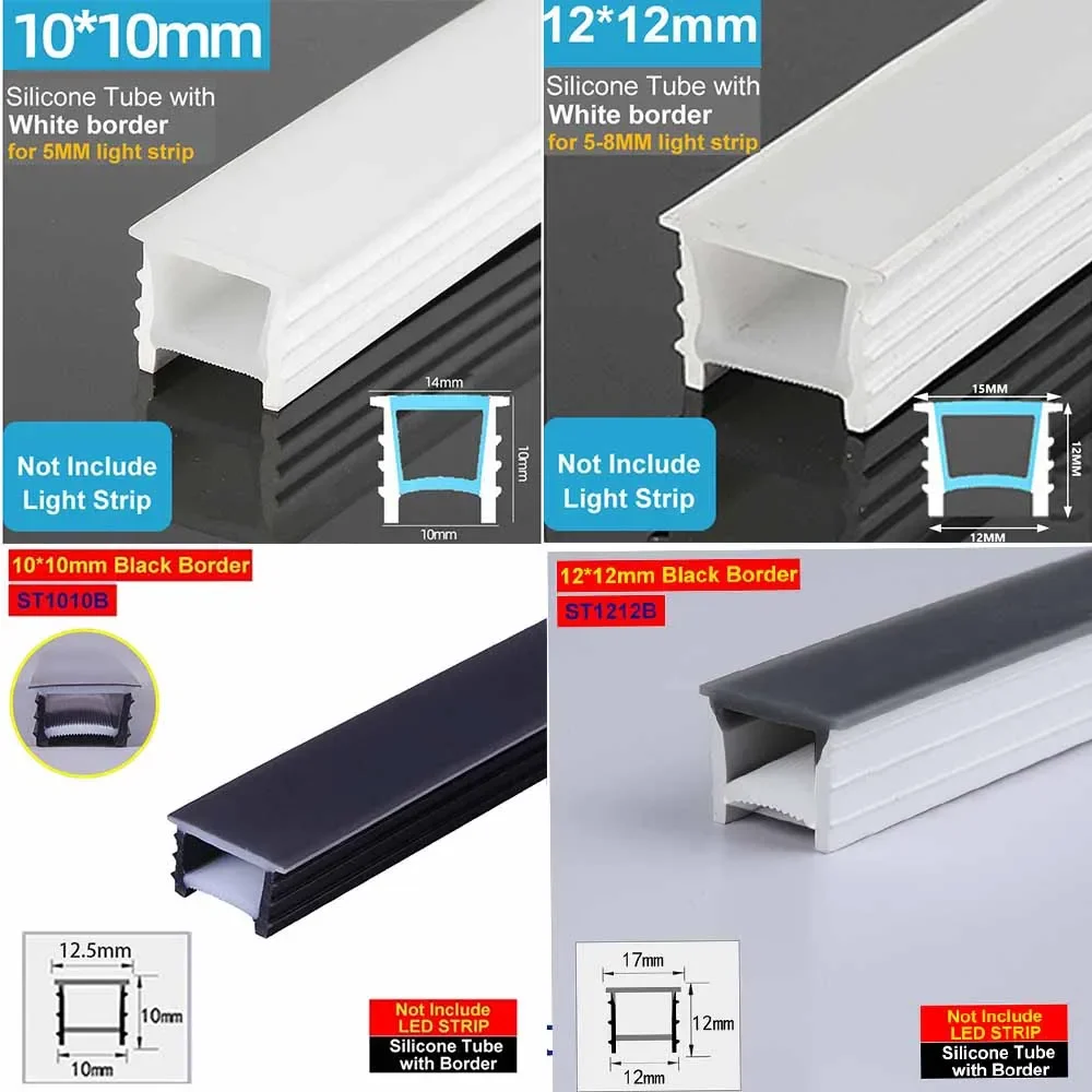 1-20 متر LED هلام السيليكا تغطية أنبوب راحة سيليكون أنبوب سهلة التركيب IP67 مقاوم للماء ل 5 مللي متر 8 مللي متر 5050 COB Led قطاع داخلي