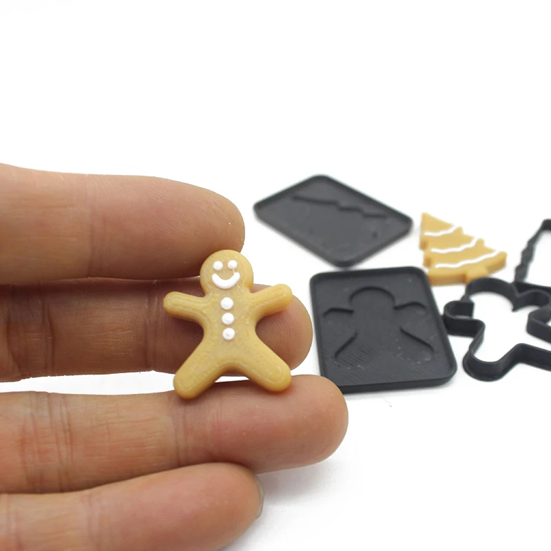 3PCS Miniatur Menschlichen Lebkuchenmann Weihnachten Backen Puppenhaus Mini Cookie Form Pretend Küche Lebensmittel Spielzeug