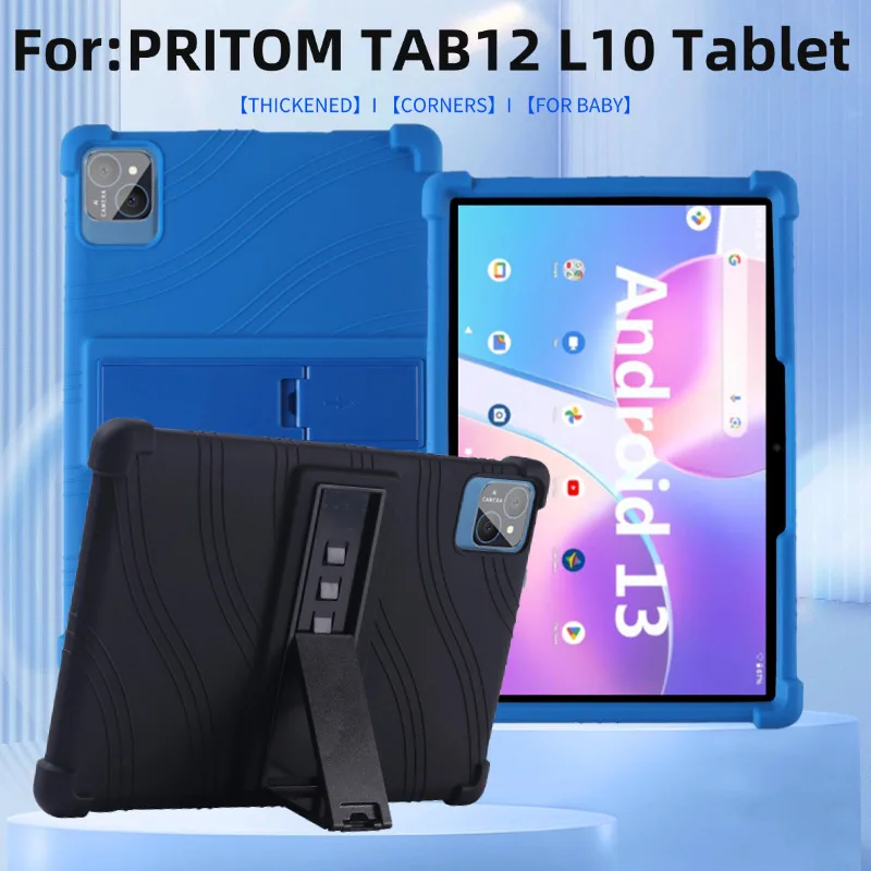 Case for PRITOM TAB12 - Silicone Shockproof Stand Rubber Soft Shell Kids Friendly Protective TAB12 Model L10 Tablet 10.1 Inch