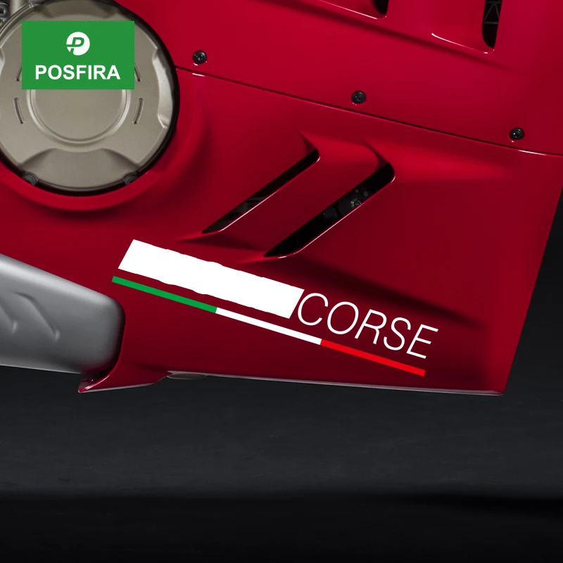

Наклейка-деколь POSFIRA для мотоциклетного обтекателя Ducati Panigale V4 V4R V4S V4SP V4 SP2, виниловая, с трехцветным дизайном, логотипом Corse, аксессуары
